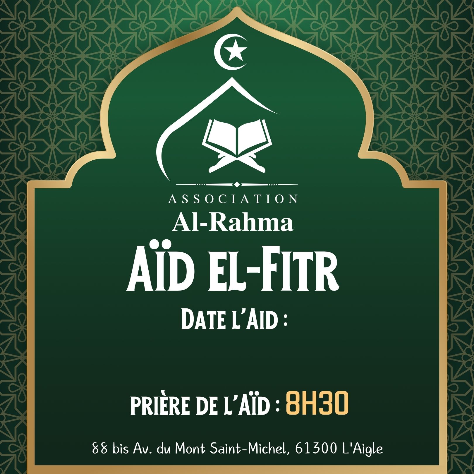 Affiche Aïd el-Fitr Association Al-Rahma